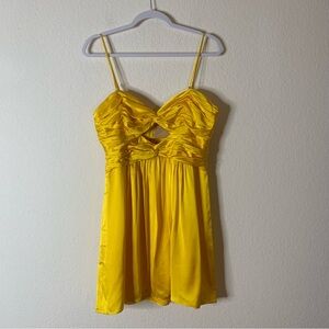 Cinq à Sept Beck Silk Cutout Mini Dress dandelion yellow 10